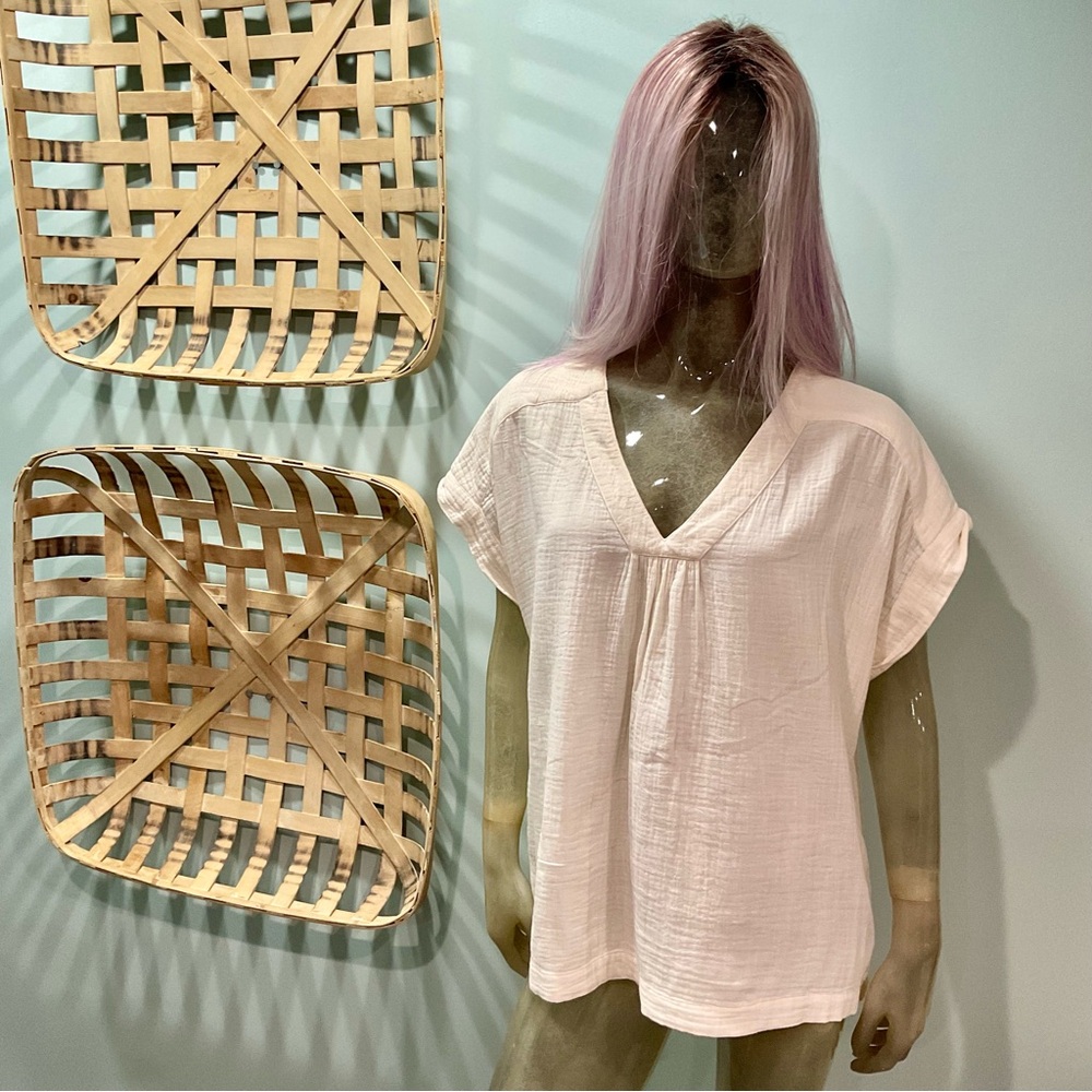 Fat Face Cream Relaxed V-Neck Blouse